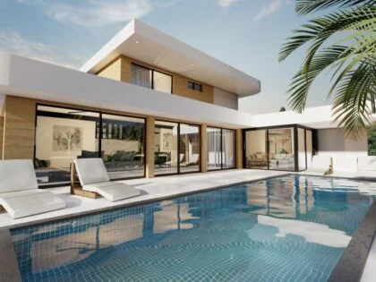 Villa moderna con vistas al mar y a la montaña en Pedreguer